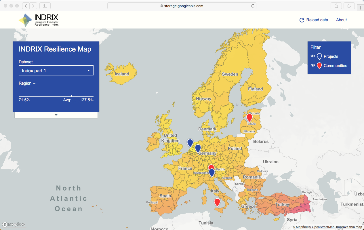 Screenshot of the Indrix Resilience Map